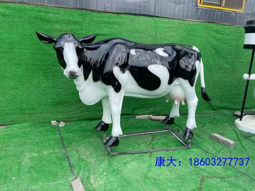 彩绘牛玻璃钢雕塑园林景观小品户外仿真动物摆件美陈装饰