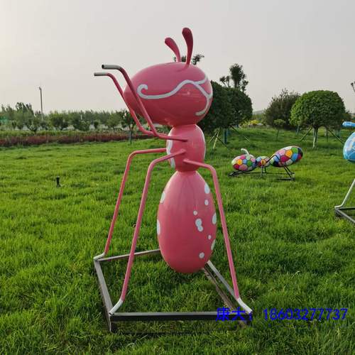 户外公园林不锈钢彩绘蚂蚁雕塑昆虫摆件售楼部广场美陈装饰品