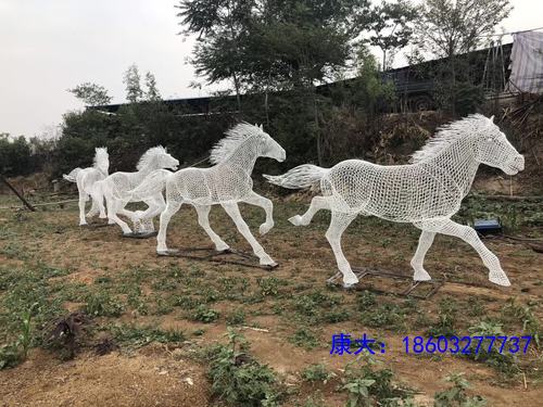 不锈钢镂空马雕塑广场公园林草坪景观售楼部户外装饰铁艺动物摆件