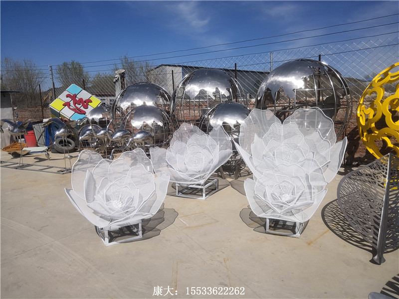 不銹鋼戶外蒲公英雕塑仿真植物鏤空花金屬擺件鐵藝花園林景觀裝飾