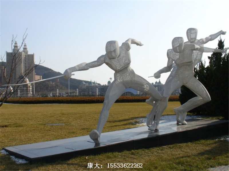 不銹鋼體育擊人物公園景觀雕像