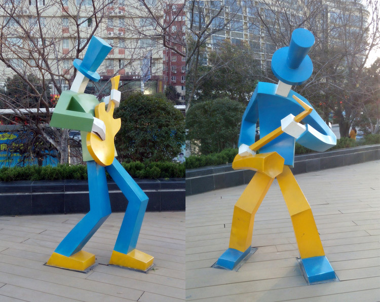 不銹鋼抽象人物音樂人雕塑