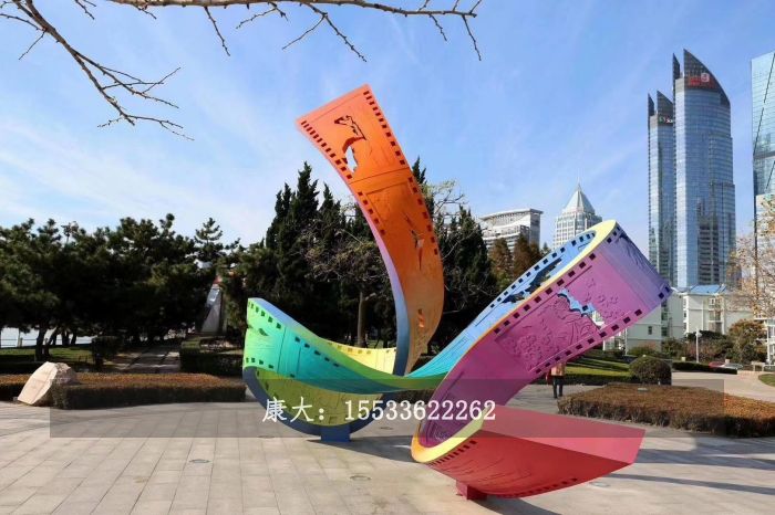 扭曲不锈钢飘带雕塑园林摆件