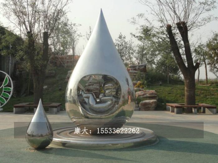 不銹鋼戶外水滴廣場(chǎng)雕塑落地?cái)[件