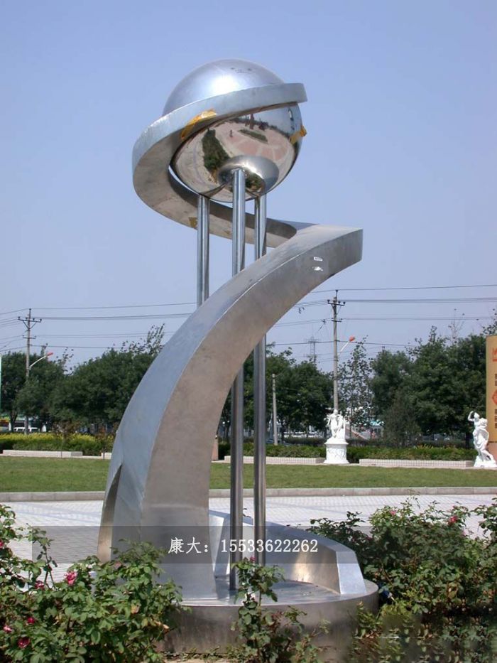 不銹鋼戶外大型廣場(chǎng)雕塑落地?cái)[件