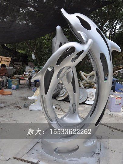 不锈钢海豚雕塑