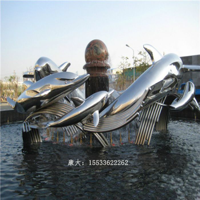 不锈钢海豚雕塑