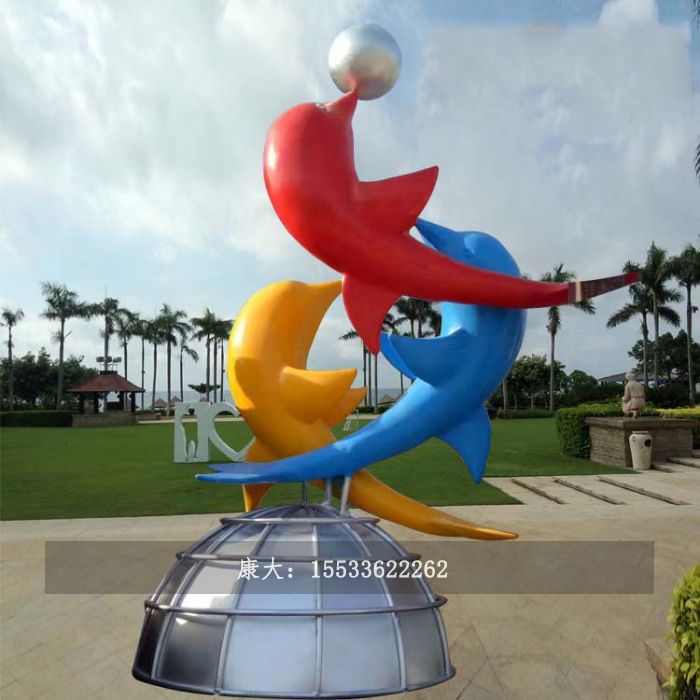 不锈钢海豚雕塑