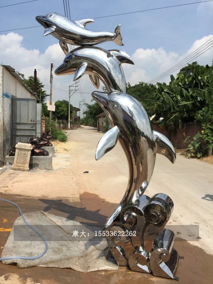 不锈钢海豚雕塑