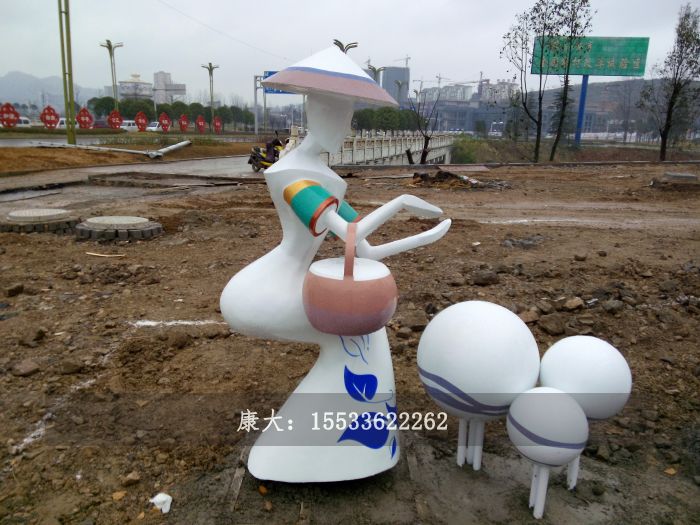 不銹鋼抽象人物采茶女雕塑擺件
