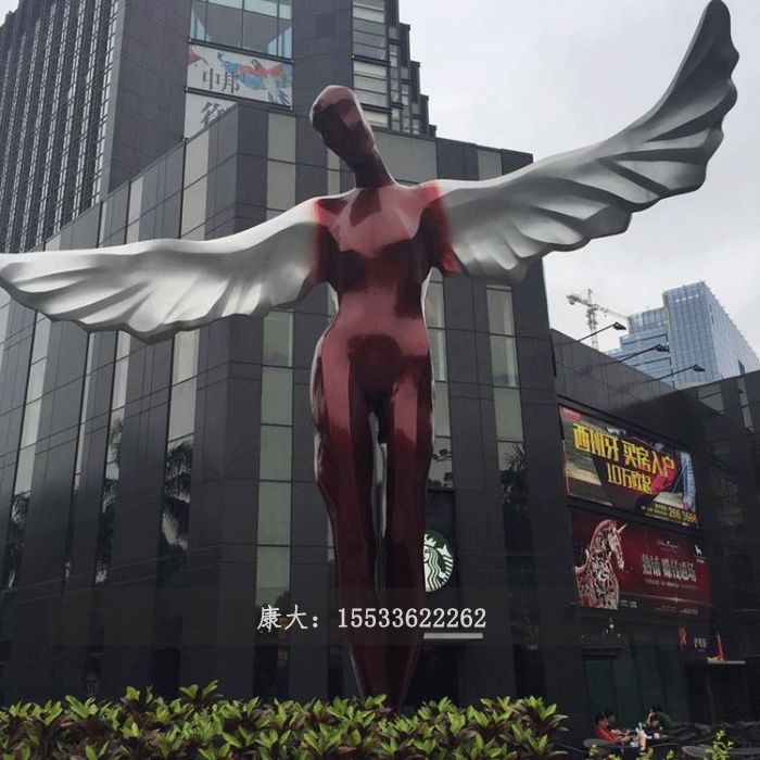 不銹鋼天使雕塑公園抽象人物擺件