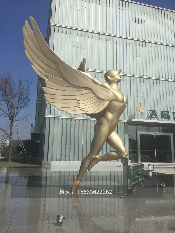 不銹鋼天使釣魚(yú)雕塑擺件