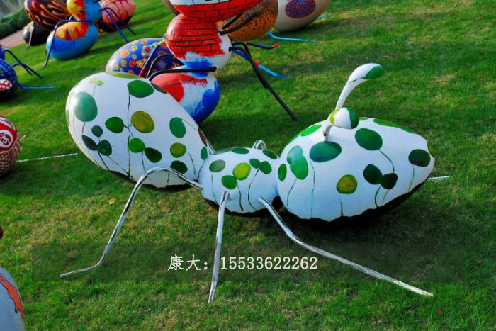 不銹鋼動(dòng)物雕塑螞蟻擺件