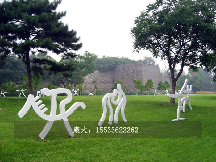 不銹鋼抽象人物公園廣場(chǎng)雕塑擺件