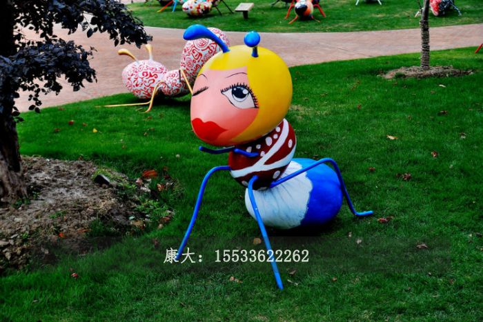 不锈钢动物雕塑蚂蚁彩绘摆件