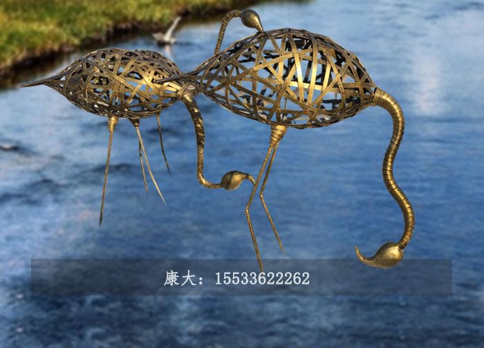 不锈钢动物鹤户外摆件雕塑
