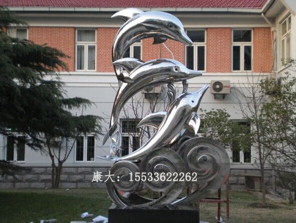 不锈钢动物海豚户外摆件