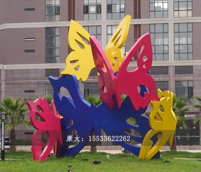 不銹鋼戶外彩繪蝴蝶雕塑擺件