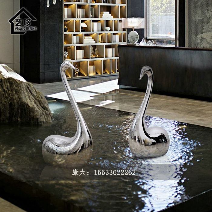 不銹鋼天鵝動物雕塑擺件