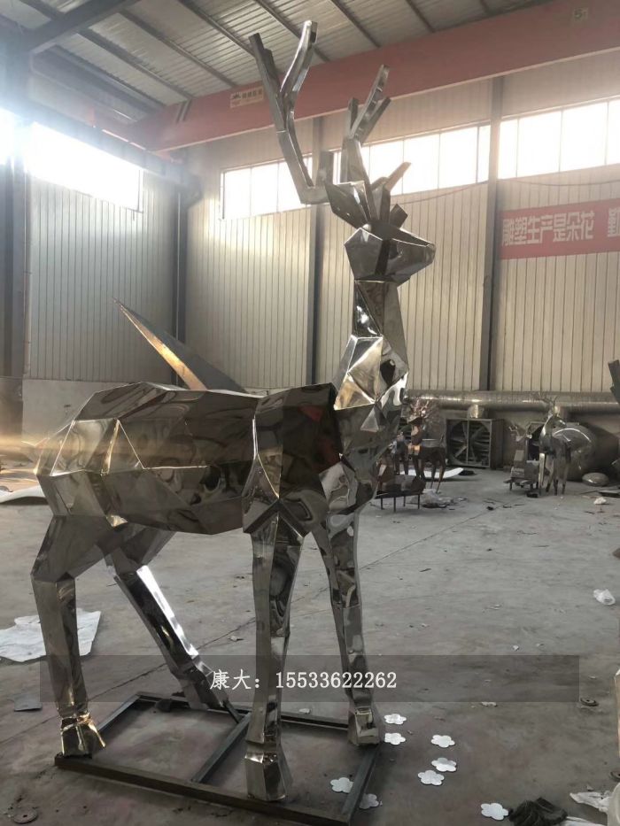 不銹鋼動(dòng)物鹿戶外園林?jǐn)[件