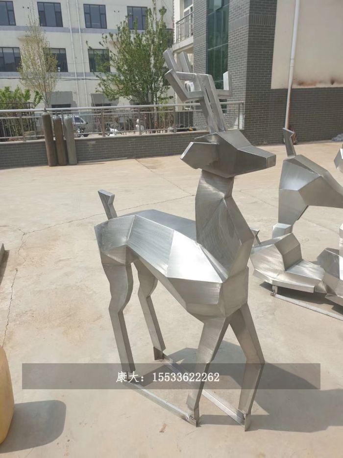 不銹鋼鏡面鹿雕塑擺件