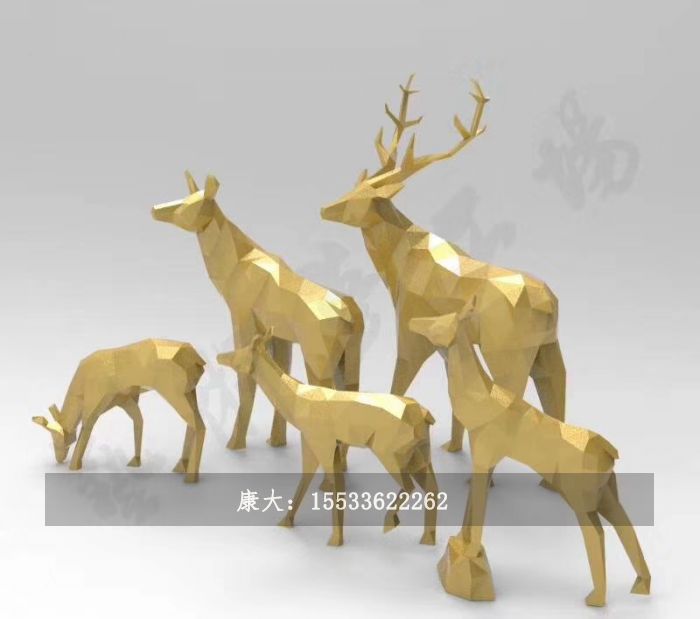 不銹鋼梅花鹿雕塑擺件