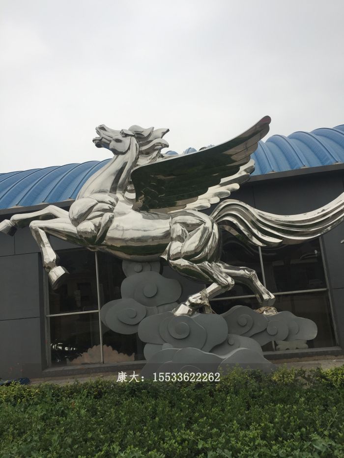 不銹鋼飛馬雕塑園林擺件