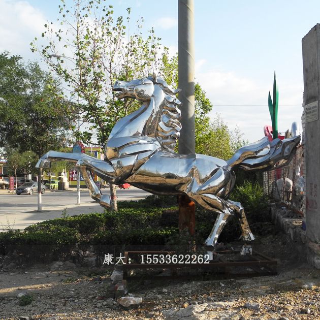 不銹鋼動(dòng)物馬園林雕塑