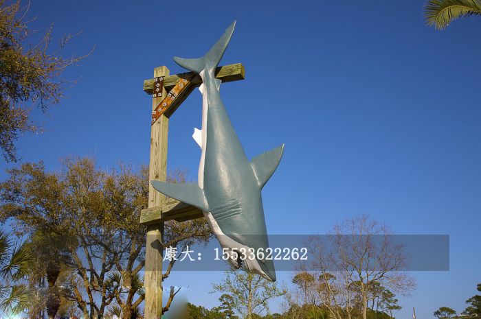 不銹鋼鯊魚(yú)戶外景觀擺件