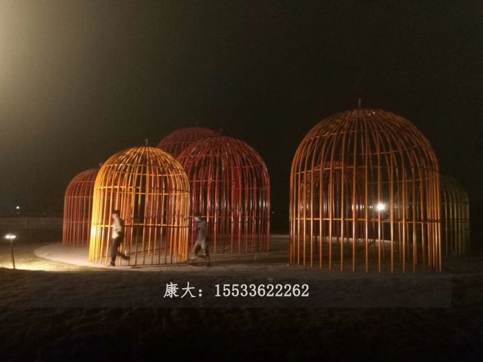 不銹鋼廣場鳥籠雕塑擺件