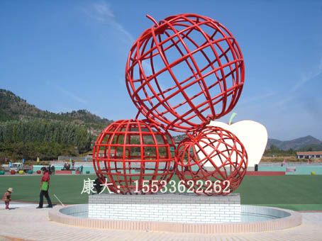 不锈钢园林户外苹果雕塑