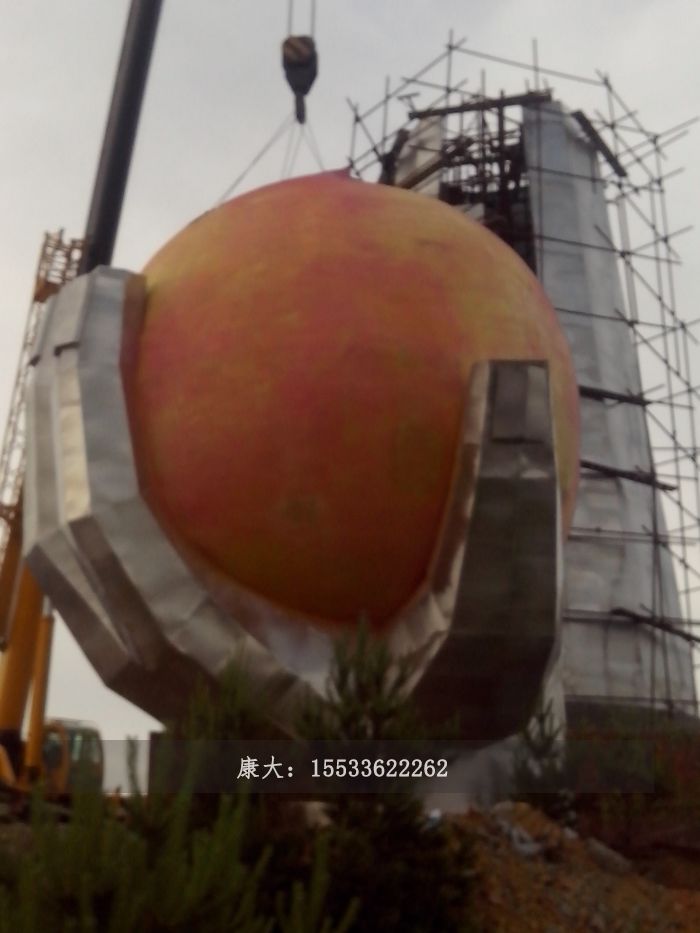 不銹鋼桃子雕塑公園擺件