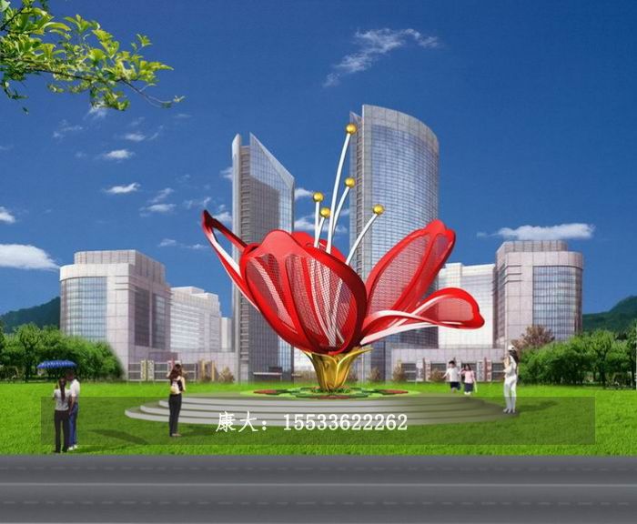 不銹鋼園林花朵雕塑