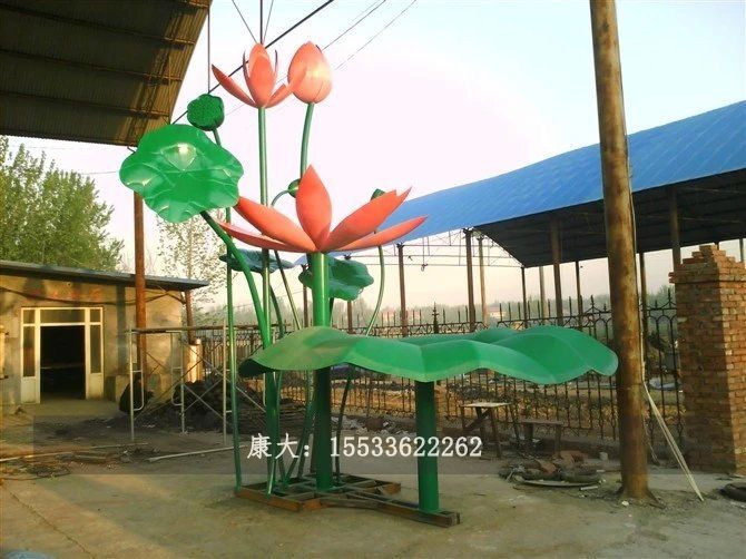不銹鋼荷花園林雕塑擺件