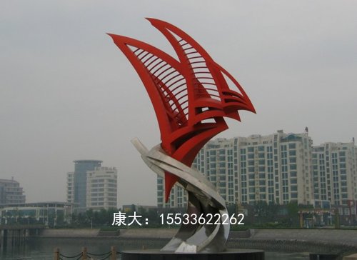 不銹鋼揚(yáng)帆雕塑大型擺件