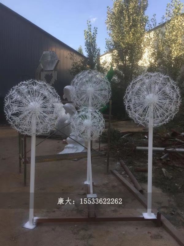 不锈钢植物蒲公英户外雕塑