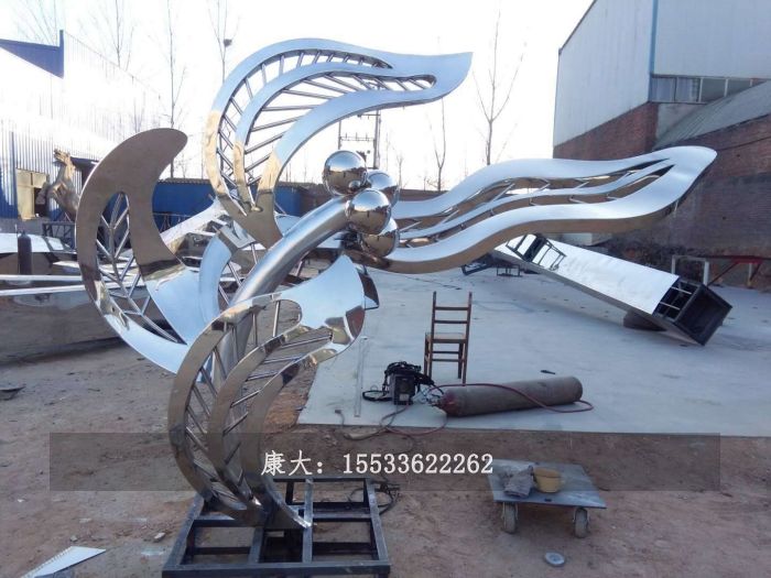 不銹鋼風(fēng)車花卉雕塑擺件