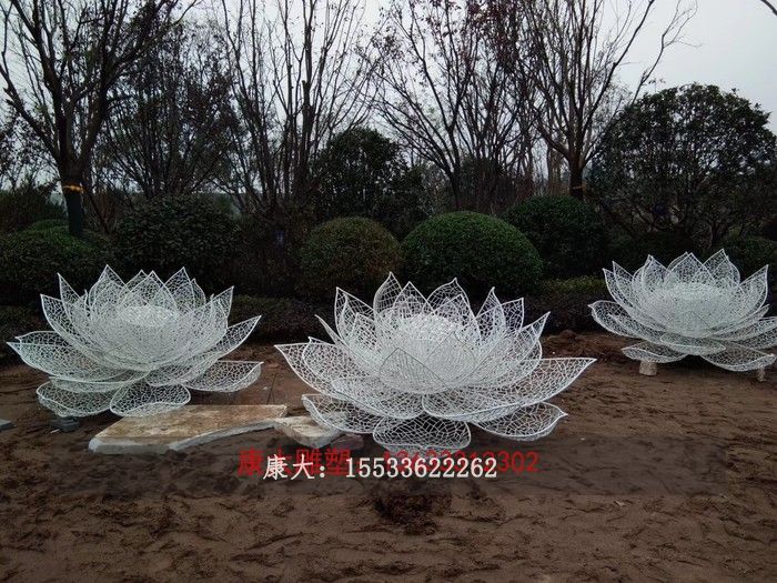 不銹鋼荷花竹子雕塑擺件