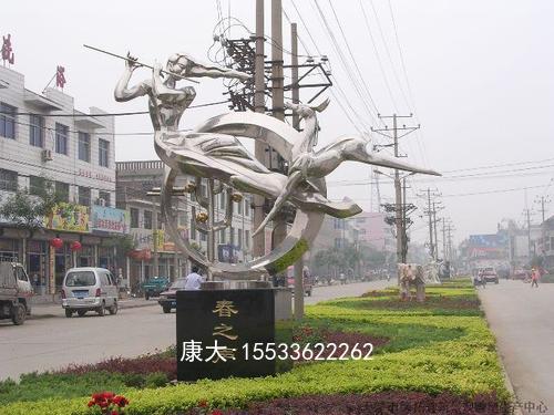 户外不锈钢镂空人物雕塑铁艺落地大摆件