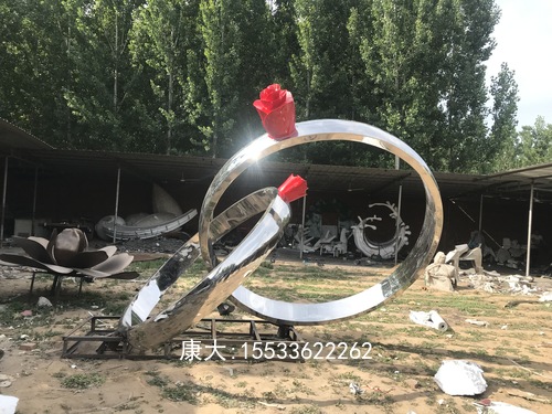 不锈钢戒指雕塑大型户外景区爱情雕塑品旅游区装饰摆件