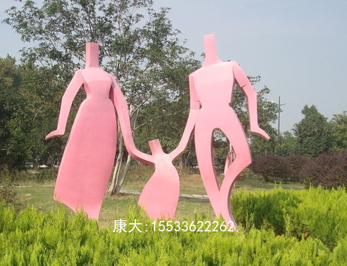 不銹鋼抽象一家三口雕塑公園親子人物雕塑擺件