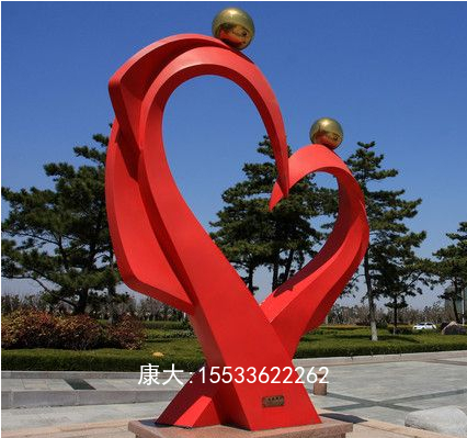 不銹鋼抽象愛心雕塑彩繪心形雕塑廣場(chǎng)婚慶道具擺件