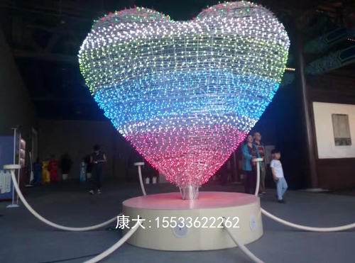 不銹鋼雕塑定制 戶(hù)外廣場(chǎng)公園景觀標(biāo)志鏤空發(fā)光金屬抽象心形擺件