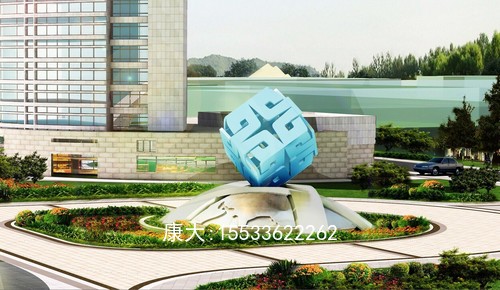 不銹鋼標(biāo)識(shí)魔方鏤空雕塑戶外園林大型落地?cái)[件