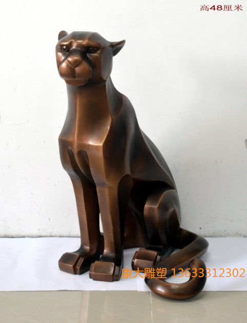 創(chuàng)意鑄銅動物雕塑鑄銅豹子雕塑擺件工藝品