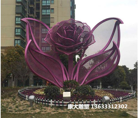 景觀不銹鋼鏤空花朵雕塑擺件創(chuàng)意廣場不銹鋼花朵制作廠家