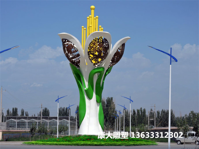城市不銹鋼花朵雕塑擺件城建地標不銹鋼花朵雕塑擺件