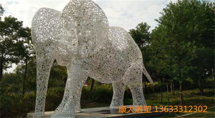 不锈钢动物雕塑广场不锈钢大象雕塑摆件
