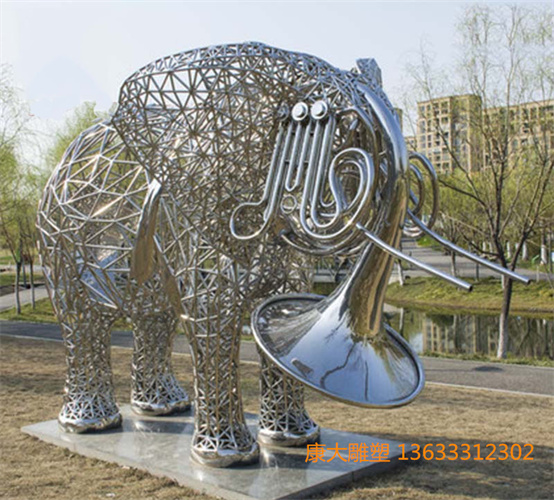 创意大象不锈钢雕塑室内不锈钢大象雕塑摆件