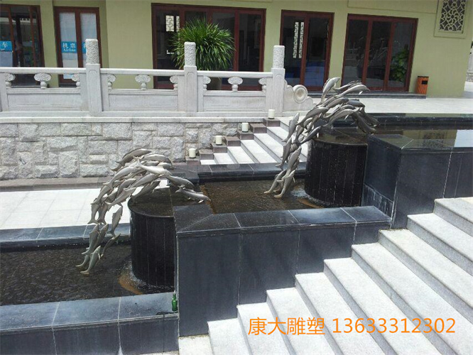 小型不銹鋼海豚雕塑園林海豚不銹鋼雕塑擺件